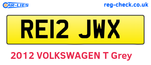 RE12JWX are the vehicle registration plates.