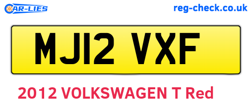 MJ12VXF are the vehicle registration plates.