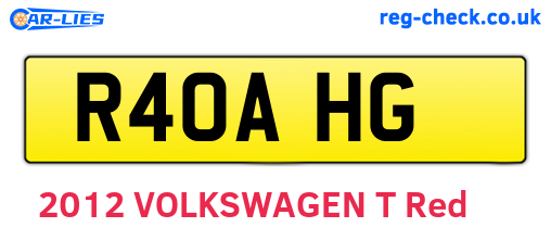 R40AHG are the vehicle registration plates.