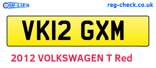 VK12GXM are the vehicle registration plates.