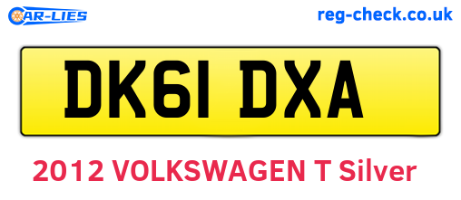 DK61DXA are the vehicle registration plates.