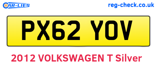 PX62YOV are the vehicle registration plates.