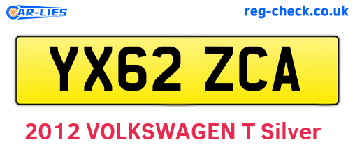 YX62ZCA are the vehicle registration plates.