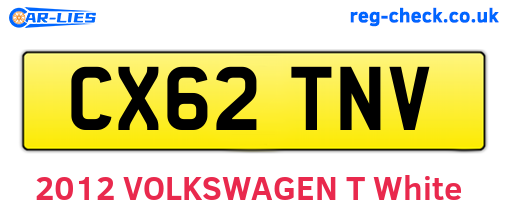 CX62TNV are the vehicle registration plates.