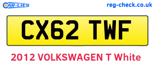 CX62TWF are the vehicle registration plates.