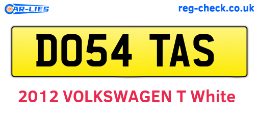 DO54TAS are the vehicle registration plates.