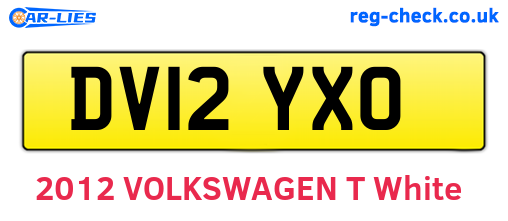 DV12YXO are the vehicle registration plates.