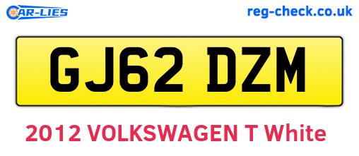 GJ62DZM are the vehicle registration plates.