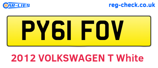 PY61FOV are the vehicle registration plates.