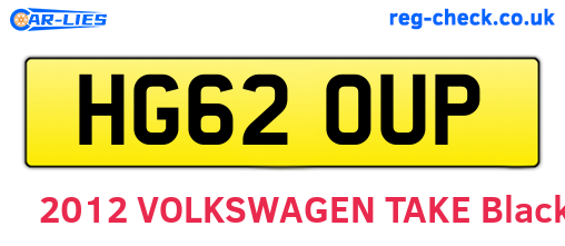 HG62OUP are the vehicle registration plates.