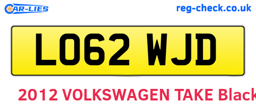 LO62WJD are the vehicle registration plates.