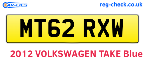 MT62RXW are the vehicle registration plates.