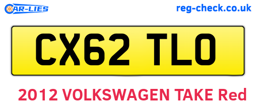 CX62TLO are the vehicle registration plates.