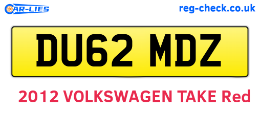 DU62MDZ are the vehicle registration plates.