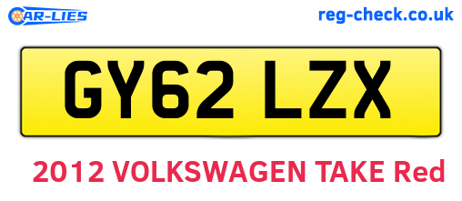 GY62LZX are the vehicle registration plates.