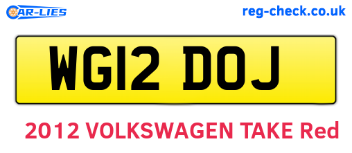 WG12DOJ are the vehicle registration plates.