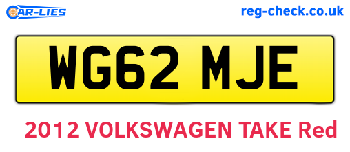 WG62MJE are the vehicle registration plates.