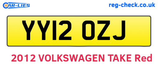 YY12OZJ are the vehicle registration plates.