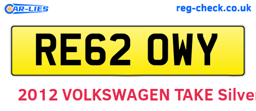 RE62OWY are the vehicle registration plates.