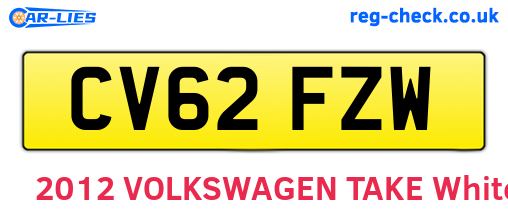 CV62FZW are the vehicle registration plates.