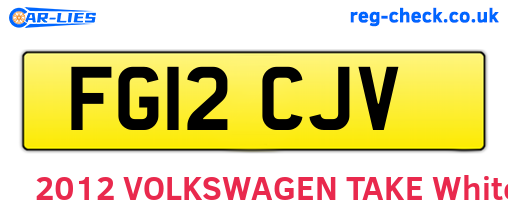 FG12CJV are the vehicle registration plates.
