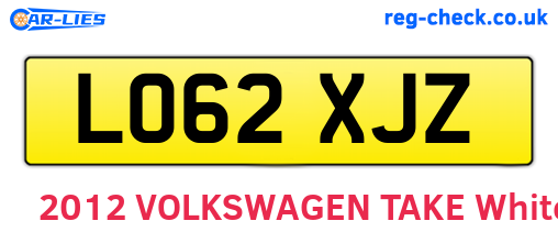 LO62XJZ are the vehicle registration plates.