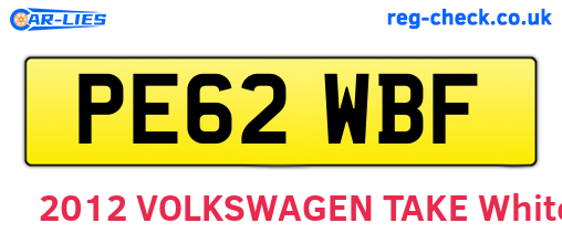 PE62WBF are the vehicle registration plates.
