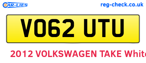 VO62UTU are the vehicle registration plates.