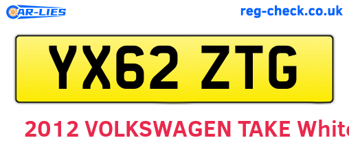 YX62ZTG are the vehicle registration plates.