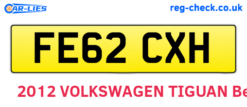FE62CXH are the vehicle registration plates.
