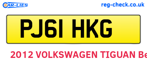 PJ61HKG are the vehicle registration plates.