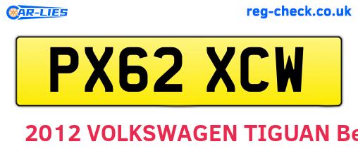 PX62XCW are the vehicle registration plates.
