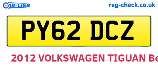 PY62DCZ are the vehicle registration plates.
