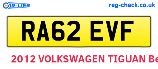 RA62EVF are the vehicle registration plates.