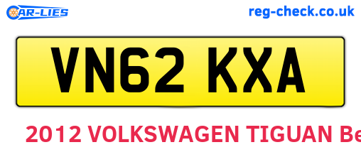 VN62KXA are the vehicle registration plates.