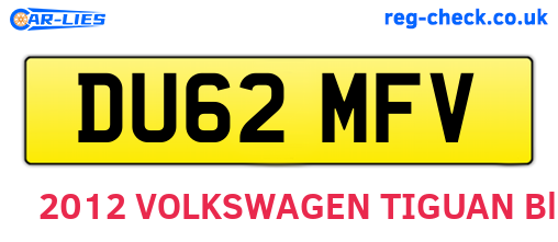 DU62MFV are the vehicle registration plates.