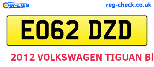 EO62DZD are the vehicle registration plates.