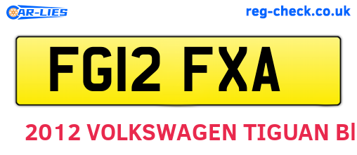 FG12FXA are the vehicle registration plates.