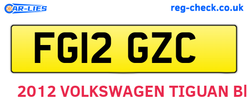 FG12GZC are the vehicle registration plates.