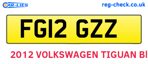 FG12GZZ are the vehicle registration plates.