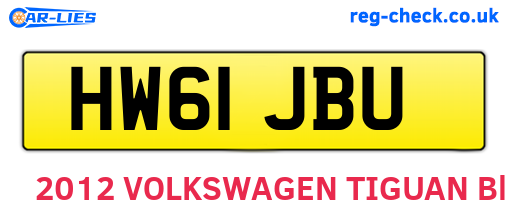 HW61JBU are the vehicle registration plates.
