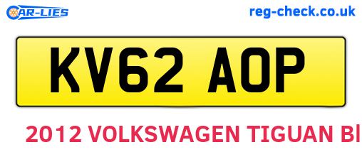 KV62AOP are the vehicle registration plates.