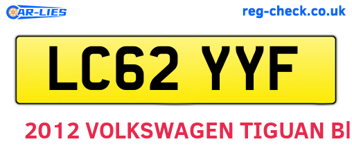 LC62YYF are the vehicle registration plates.