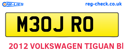 M30JRO are the vehicle registration plates.