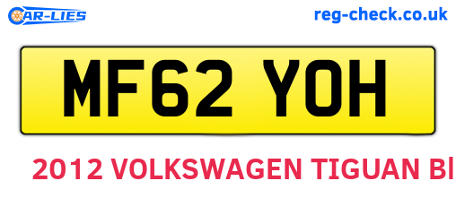 MF62YOH are the vehicle registration plates.