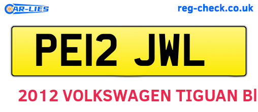 PE12JWL are the vehicle registration plates.