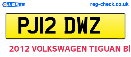 PJ12DWZ are the vehicle registration plates.