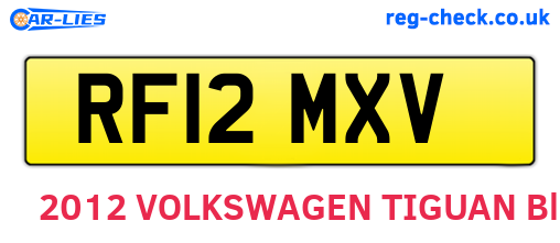 RF12MXV are the vehicle registration plates.