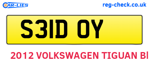 S31DOY are the vehicle registration plates.
