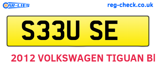 S33USE are the vehicle registration plates.